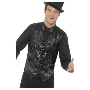 Smiffys Unisex Adult Sequin Costume Vest / Black